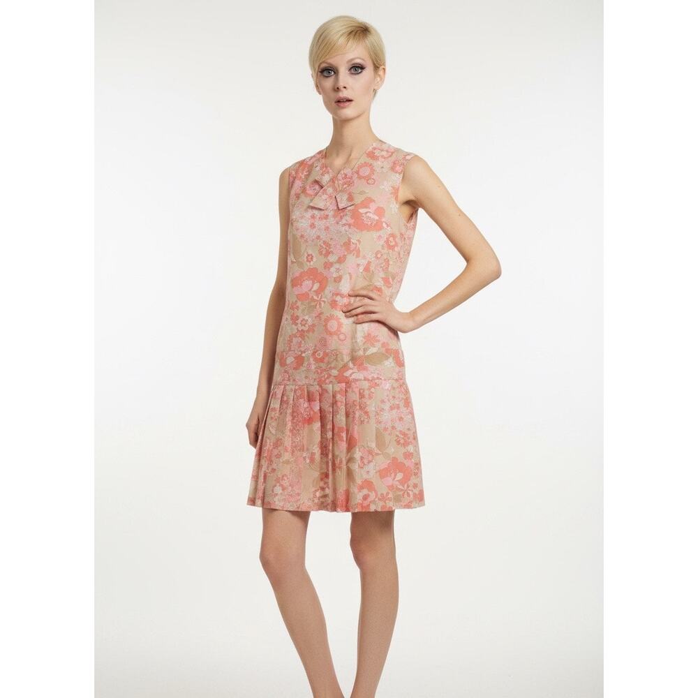 Vintage Late 60s Floral Drop‑Waist Dress